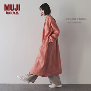 無印良品（MUJI）女式 漢麻水洗長袖襯衫連衣裙 女裝裙子長裙25年夏季寬松BC2N5A5S 粉紅色 XL （165/92A）