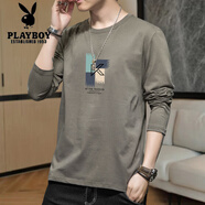 花花公子秋季簡(jiǎn)約圓領(lǐng)休閑長(cháng)T韓版時(shí)尚潮流百搭舒適長(cháng)袖T恤男式打底衫內搭 深灰39長(cháng)袖 L [建議105-120斤]