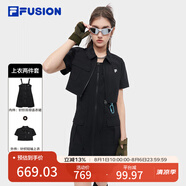 FILA FUSION斐樂潮牌女裝連衣裙2024夏季新款時(shí)尚休閑裙子 正黑色-BK 160/80A/S
