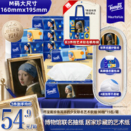 得寶（TEMPO）戴珍珠耳環(huán)的少女聯(lián)名藝術(shù)抽紙 4層90抽*15包 濕水不易破 餐巾紙