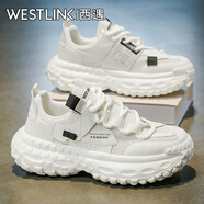 西遇（Westlink）男鞋秋季2025新款網(wǎng)面透氣老爹鞋百搭厚底增高男款潮流休閑運(yùn)動(dòng)鞋 白色 單層 41 （標(biāo)準(zhǔn)運(yùn)動(dòng)鞋尺碼）