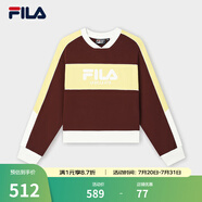 FILA 斐樂官方女子套頭衛(wèi)衣秋季新款寬松拼色V字立領(lǐng)針織上衣 釀酒紅-WI S 160/80A