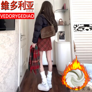 維多利亞的格調(diào)紅色圣誕格子裙女短裙春秋2025新款高腰顯瘦a字毛呢半身裙包臀裙 加絨款-新大紅格【高品質(zhì)】 S 適合體重【80-95斤】