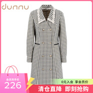 敦奴春季款優(yōu)雅時尚氣質(zhì)減齡格紋雙排扣女連衣裙 正黑色 L
