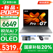聯(lián)想小新16/小新Pro16GT AI元啟 2025新品可選補(bǔ)貼 超輕薄筆記本電腦 手提辦公大學(xué)生游戲設(shè)計(jì)本 銳龍AI 7 32G 1T｜Pro16GT國家補(bǔ)貼 16英寸 防眩光全面屏