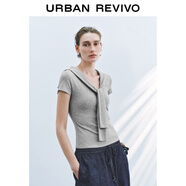 UR2025秋季新款女裝簡(jiǎn)約設計感披肩式修身短袖T恤UWU450013 花灰 S