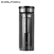 凱霖雙層透明玻璃杯KL0916帶濾網(wǎng)便攜水杯車載泡茶杯過濾水杯380ml
