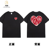 SUMI你好星期六檀健次同款?lèi)?ài)心圖案字母休閑短袖t恤七夕系列情侶 檀健次七夕系列愛(ài)心字母（黑色） XS 70至85斤 150cm左右