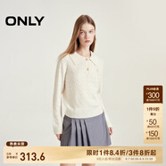 ONLY秋冬含羊毛學(xué)院風(fēng)套頭翻領(lǐng)寬松針織衫女|124313028 A43 奶油白色 M (165) 84A