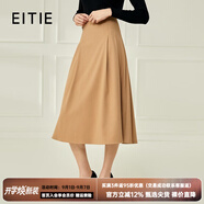 愛特愛（EITIE）春季新款復(fù)古純色高腰顯瘦氣質(zhì)褶皺中長款半身裙A字裙A2206905 咖80 M 40/165/68A