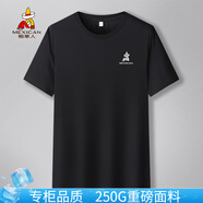 稻草人高品質(zhì)小LOGO重磅純棉t恤男短袖男士t恤夏裝寬松半袖圓領(lǐng)打底體恤 黑色 （尺碼偏大建議拍小一碼） XL