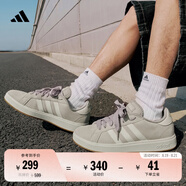 adidas「面包鞋」GRAND COURT BASE 00s休閑低幫板鞋男女阿迪達斯 淺褐/漢玉白/蒸汽灰   42