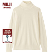無印良品 MUJI 女式 天竺 高領(lǐng)毛衣 W7AA871 秋冬長袖針織衫 米白色 L