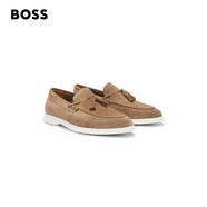 雨果博斯（HUGO BOSS）男士流蘇飾邊易穿脫樂福鞋 260-駝色 40