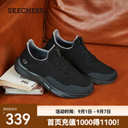 斯凱奇（Skechers）男鞋夏季百搭休閑鞋運(yùn)動(dòng)鞋一腳蹬減震舒適透氣網(wǎng)面鞋 全黑色/65867-BBK 45