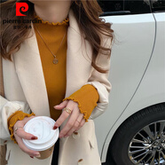 皮爾卡丹（pierre cardin）半高領(lǐng)內搭毛衣女打底衫秋冬女裝新款百搭洋氣修身貼身長(cháng)袖針織衫 9136-橘色 均碼