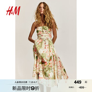 H&M女裝連衣裙無(wú)袖2025年夏季新款背面系帶抹胸連身裙1282610 白色/花卉 XL 175/116