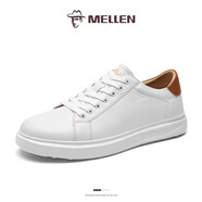 名郎男鞋新款軟底休閑鞋耐磨防滑真皮小白鞋時(shí)尚百搭經(jīng)典板鞋男 白色 【皮鞋尺碼】 40