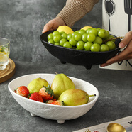 喜得潤陶瓷北歐水果盤(pán)果籃簡(jiǎn)約客廳家用糖果碗啞光創(chuàng  )意高顏值水果碗 10.5英寸水果盤(pán)-白色