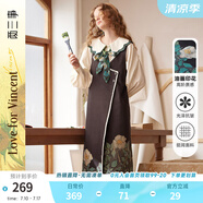 兩三事梵高文藝無袖連衣裙女2025春新款法式復(fù)古背心裙午夜思潮 黑色 L