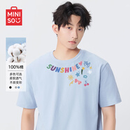 名創(chuàng  )優(yōu)品短袖t恤男重磅純棉體恤青少年設計感潮流夏季男款半袖Z 冰藍 M