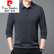 皮爾卡丹（pierre cardin）2025春秋長(cháng)袖t恤男翻領(lǐng)純棉商務(wù)休閑男士打底衫套頭中年修身體恤 903灰色 春秋款 S 165