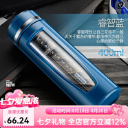 BEMEGA英國防摔雙層玻璃杯打不碎男女士大容量便攜泡茶杯茶水分離水杯子 睿智藍（茶水分離 防摔） 400ml
