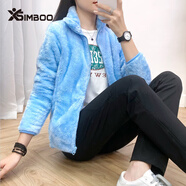 Simboo珊瑚絨抓絨衣男女外套搖粒絨保暖家居服睡衣大碼寬松雙面加厚上衣 808淺藍-女 L