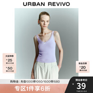 UR2025春季新款女裝芭蕾風拼接蕾絲蝴蝶結吊帶背心UYY450098 淡紫 M