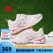KAPPA卡帕背靠背女鞋復(fù)古老爹鞋女2025春季新款網(wǎng)面跑鞋女厚底運動鞋女 冬日白/粉色 38