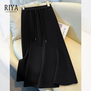 芮妍雅高端高腰灰色衛裙半身裙女秋冬季2025新款今年流行的氣質(zhì)a字傘裙 黑色 M 27 建議95-105斤