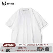 熊貓·本（ben.panda）純色短袖t恤男寬松圓領(lǐng)潮體恤衫夏純棉情侶半袖打底衫衣多穿 白色 2XL