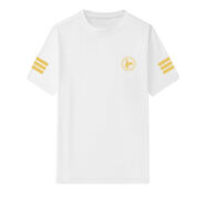 樂卡克（Le coq sportif）法國公雞棉短袖t恤男裝2025新款冰絲速干白色上衣服涼感夏季半袖 白色純棉D(zhuǎn)X【黃色公雞肩條紋】 M  90-115