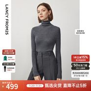 朗姿【王楚然同款】純羊毛高領針織衫春冬內搭打底上衣曠野美拉德 深灰色2 M
