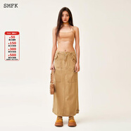 SMFKAncient Myth 野馬工裝長裙 UD031F 女士氣質(zhì)闊腿直筒裙廢土風(fēng) 小麥色 S