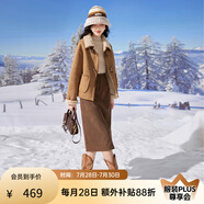 香影【貓貓絨】牛角扣麂皮絨短外套女秋冬小個(gè)子皮毛一體仿生皮草 駝色 W834004 M