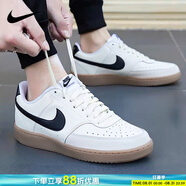 耐克（NIKE）男鞋 2025新款夏季COURT VISION休閑鞋低幫運動(dòng)鞋透氣板鞋子男 米白黑勾-133【簡(jiǎn)版空軍】 主推 40.5