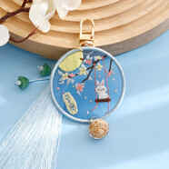 蘇繡刺繡手工diy材料包平安符團(tuán)扇子雙面繡自己繡初學(xué)者古風(fēng)禮品 鑰匙扣【秋月平安】送繡繃+禮盒+