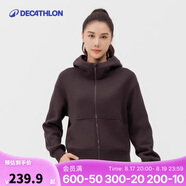 迪卡儂衛衣外套女春秋連帽立領(lǐng)拉鏈開(kāi)衫運動(dòng)外套5214984