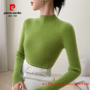 皮爾卡丹（pierre cardin）品牌高檔輕奢秋冬修身打底半高領(lǐng)針織衫女山羊絨套頭毛衣顯瘦內(nèi)搭 品牌高端新品-秋葉綠 M 45-50公斤