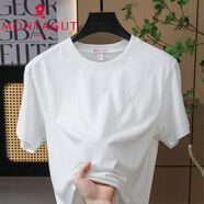 夢特嬌重磅新品夏季純色圓領(lǐng)t恤男純棉透氣簡約休閑百搭打底衫寬松短袖 夢特嬌/品牌特賣【白色】 M 【建議105-125斤】