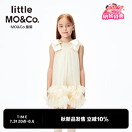 little MO&Co.little moco童裝25秋裝新款女童短款連衣裙蓬蓬裙公主裙蝴蝶結(jié) 米白色 130 130/64