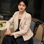 米思陽（missshine）新款西裝外套小個子新款休閑氣質(zhì)西服上衣5T23AX1360 杏色 S