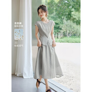 沫晗依美【輕通勤圓領(lǐng)松弛感顯瘦無(wú)袖上衣長(zhǎng)褲二件套】2025夏新款休閑套裝 薄荷曼巴 裙套裝 XL