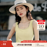 茵曼（INMAN）多色無袖顯瘦吊帶背心T恤女裝2025夏季新款簡約休閑百搭圓領上衣 杏色 S