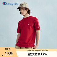 Champion冠軍情侶純棉短袖T恤春夏新款男刺繡小C美式潮牌上衣 紅色  M