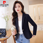 皮爾卡丹（pierre cardin）黑色西裝外套女2025新款小個(gè)子感休閑女士短款小西服夏季薄款 長(cháng)袖--黑色西裝 2XL 【120斤-129斤】