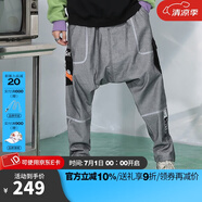閃電潮牌（GENANX）牛仔垮褲新款秋季撞色多口袋反光條男士牛仔褲 灰色 M
