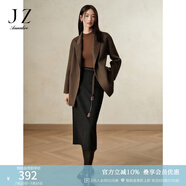 玖姿·安娜蔻商務(wù)通勤簡(jiǎn)潔氣質(zhì)百搭毛呢A字半身腰裙女2024冬款 素黑 S
