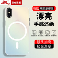 暴走適用蘋果xs max手機殼iphone xs max保護套 MagSafe磁吸硅膠軟邊磨砂膚感半透鐳射漸變防摔硬殼